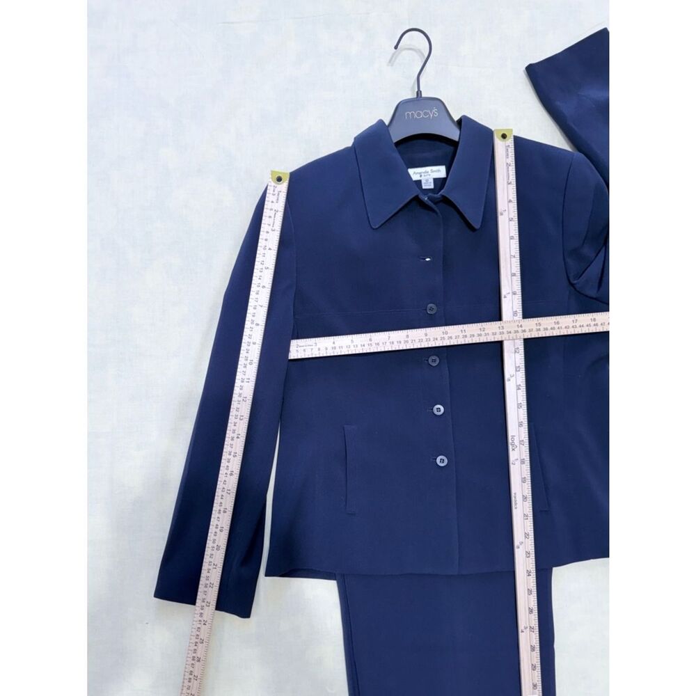 Vintage 90s Amanda Smith 2pc Pant Suit Blazer Set - navy Blue - Women’s Size 12 - Picture 5 of 17